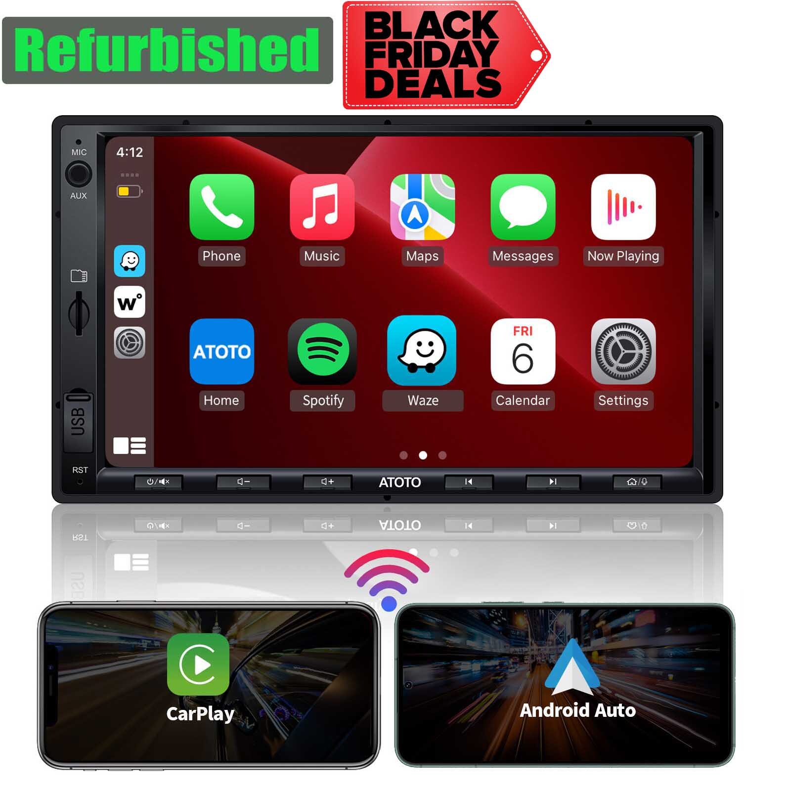 ATOTO F7WE 7in 2DIN Car Stereo GPS Radio Wireless Android Auto/CarPlay Bluetooth