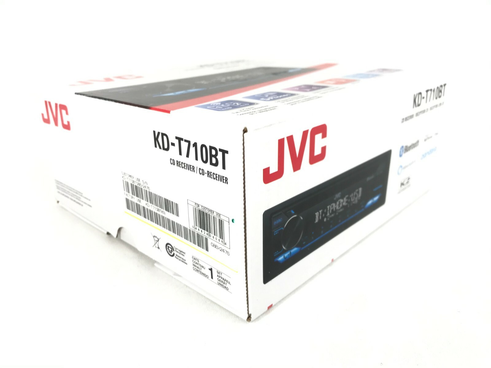 JVC KD-T710BT Bluetooth Android iPhone Alexa MP3 CD Player Pandora AM FM USB Aux