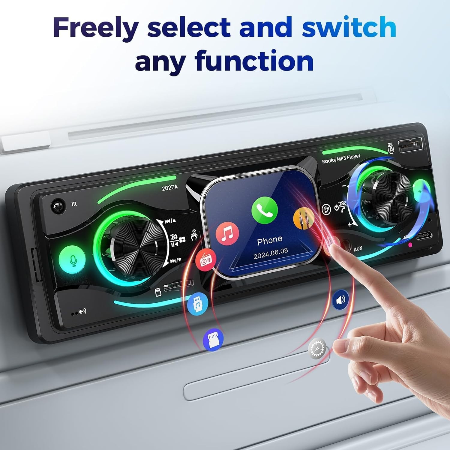Single DIN Car Stereo with Touchscreen, Bluetooth Audio, Car Radio Receiver, …