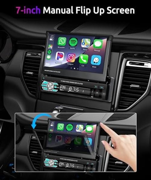 Single Din Car Stereo Radio with AppIe Carplay & Android Auto Airplay