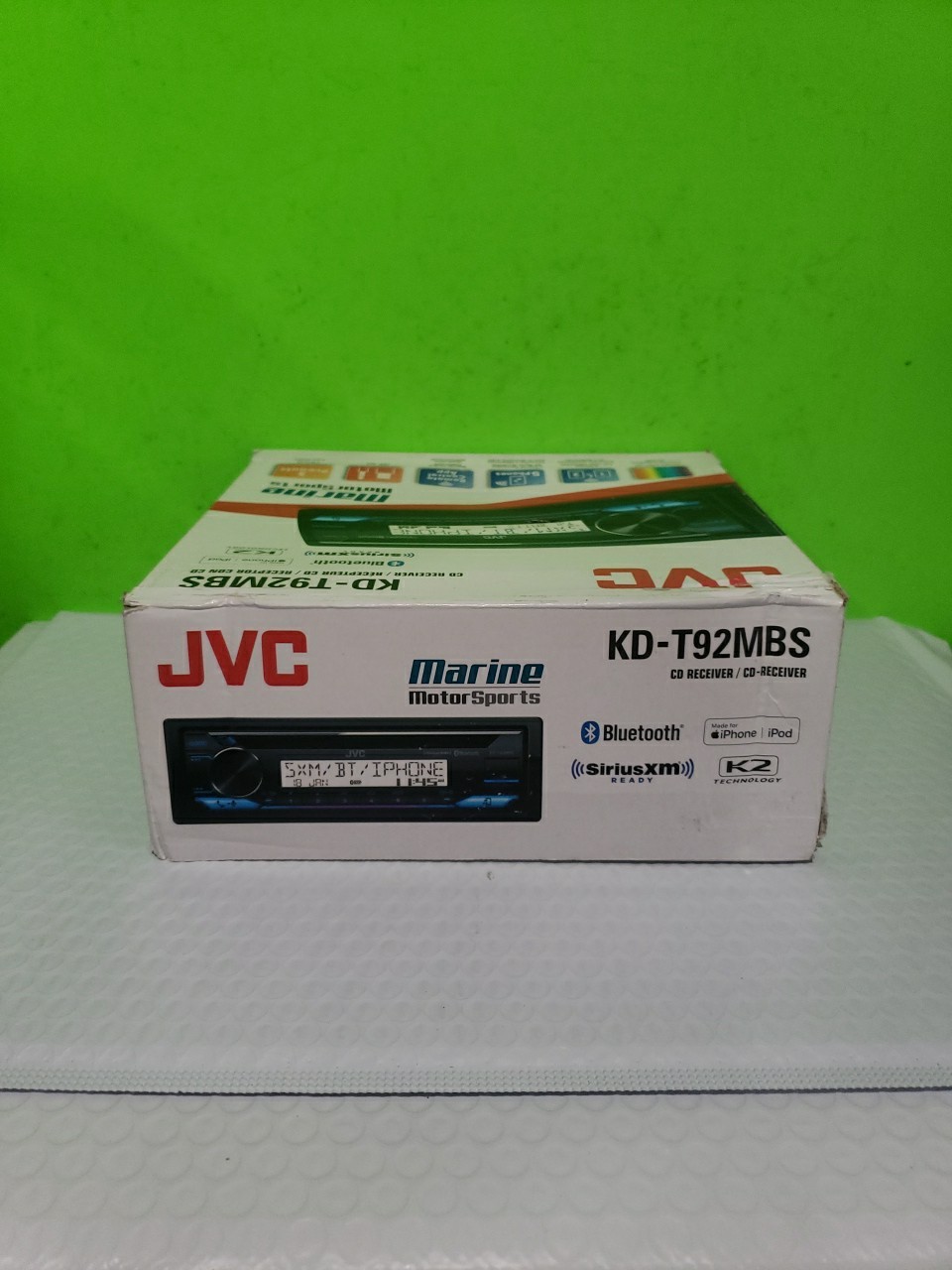 JVC KD-T92MBS 1-DIN AM/FM/CD Marine Car Audio Receiver w/Bluetooth, USB Open Box