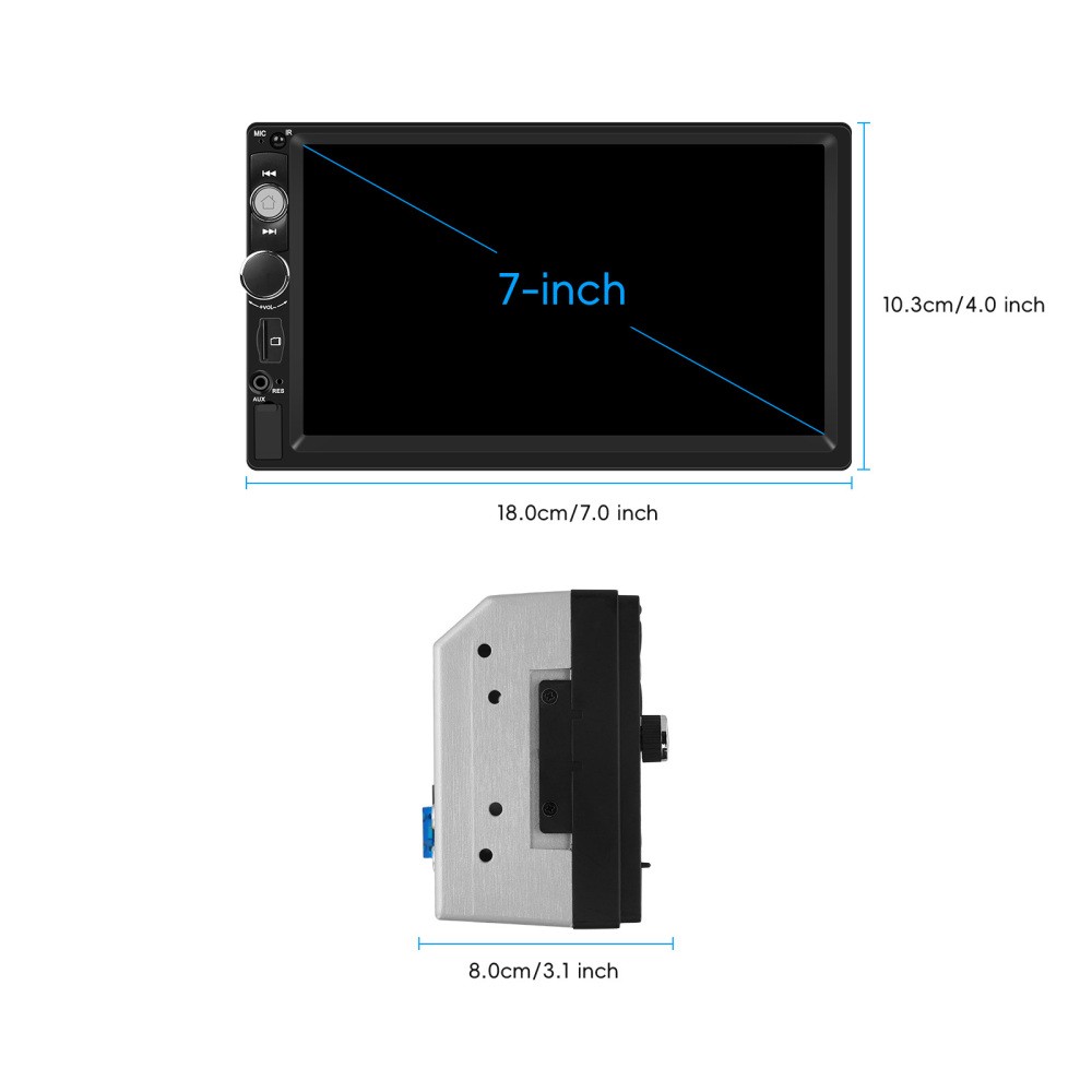 7″ Double 2 DIN Car MP5 Player Bluetooth Touch Screen Stereo Radio With Camera
