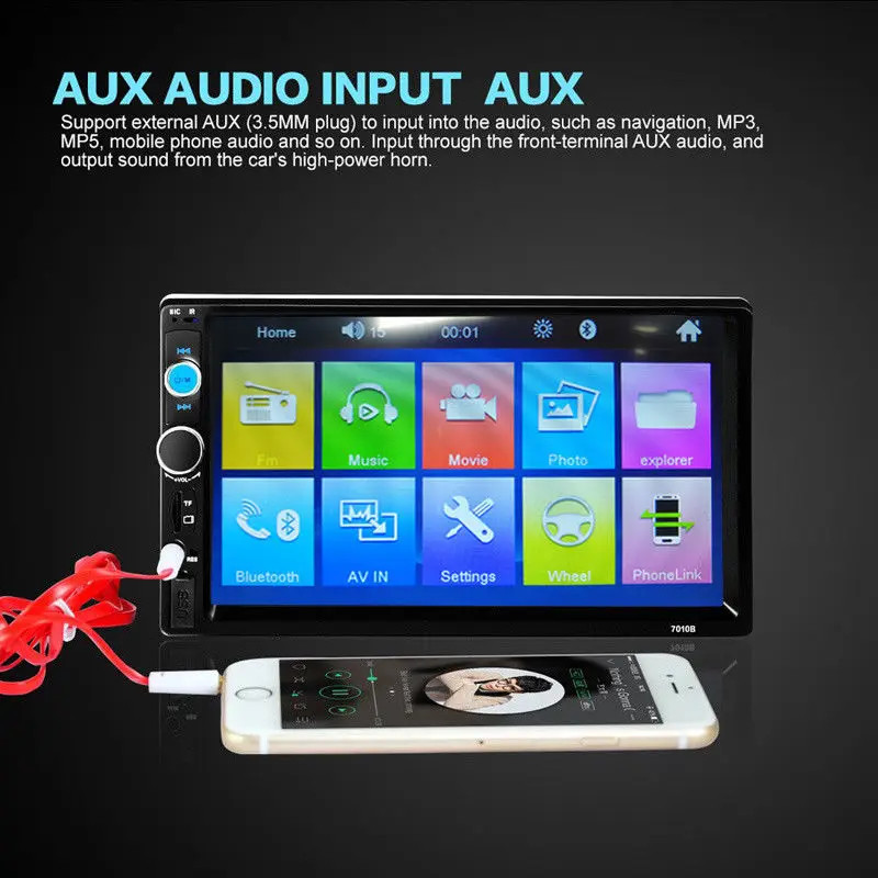New 2Din car radio car stereo 7″ touch screen MP5 player FM mirror link player,
