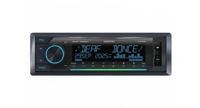 DEF-GEMINI770DSP 1-DIN Car Stereo Bluetooth 5.3 DSP USB 4×25W ARGB