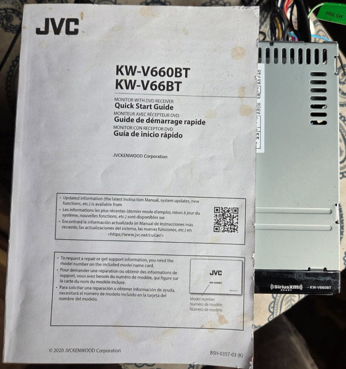 JVC KW-V660BT 6.8 CD/DVD/USB Double Din Apple CarPlay Android Auto Bluetooth mic