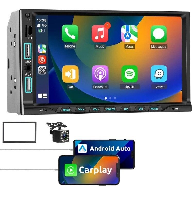 7″ 2 Din Car Radio Carplay Android Auto Car Stereo Bluetooth Mirror Link+Camera
