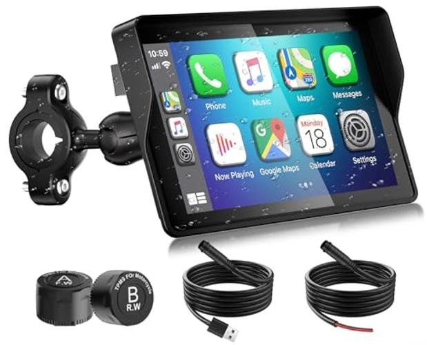 2026 GPS Carplay 5 inch for Motorcycle with TPMS, Wireless CarPlay & Android