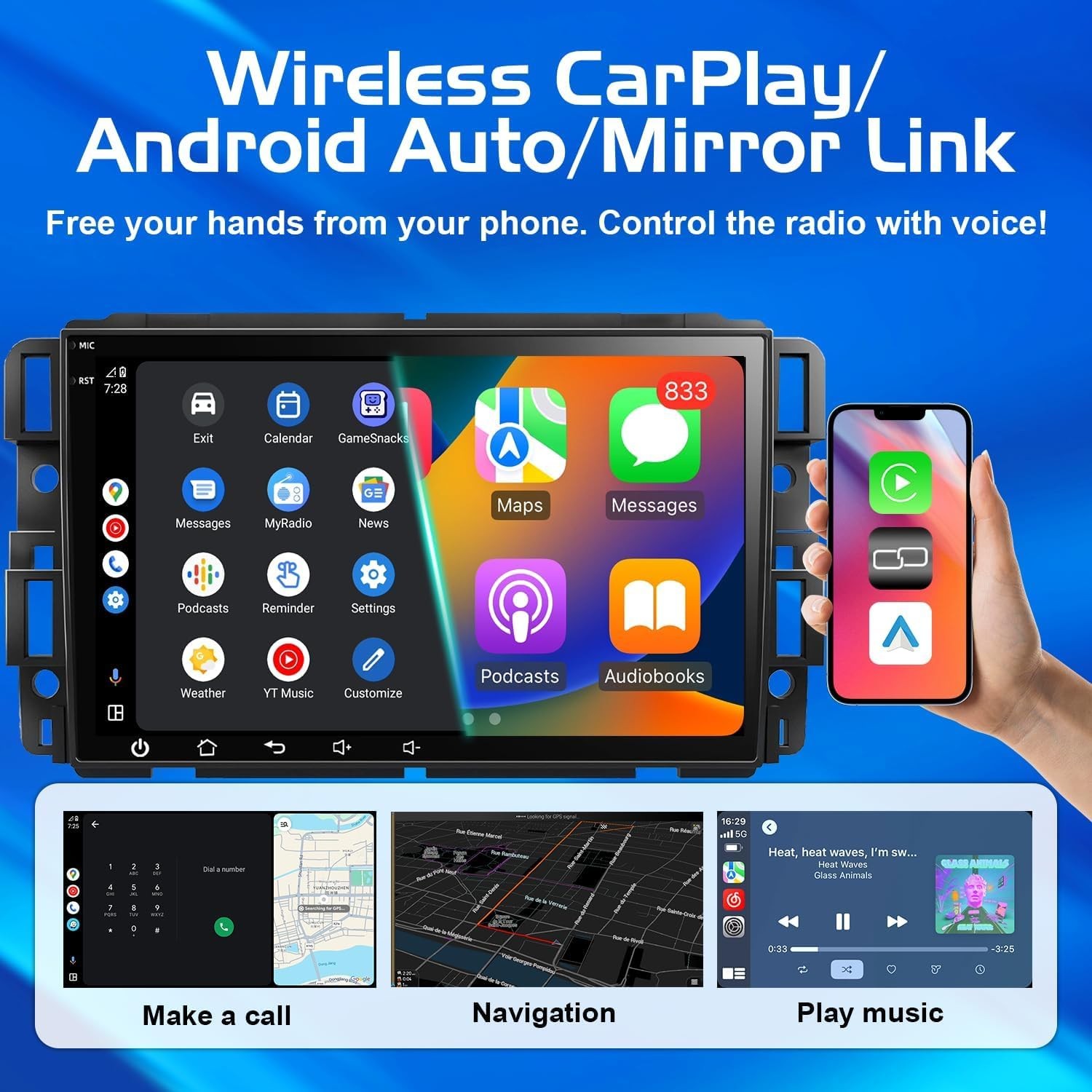 Upgraded Car Radio Stereo for Chevy Silverado/GMC Sierra Yukon/Buick Enclave …