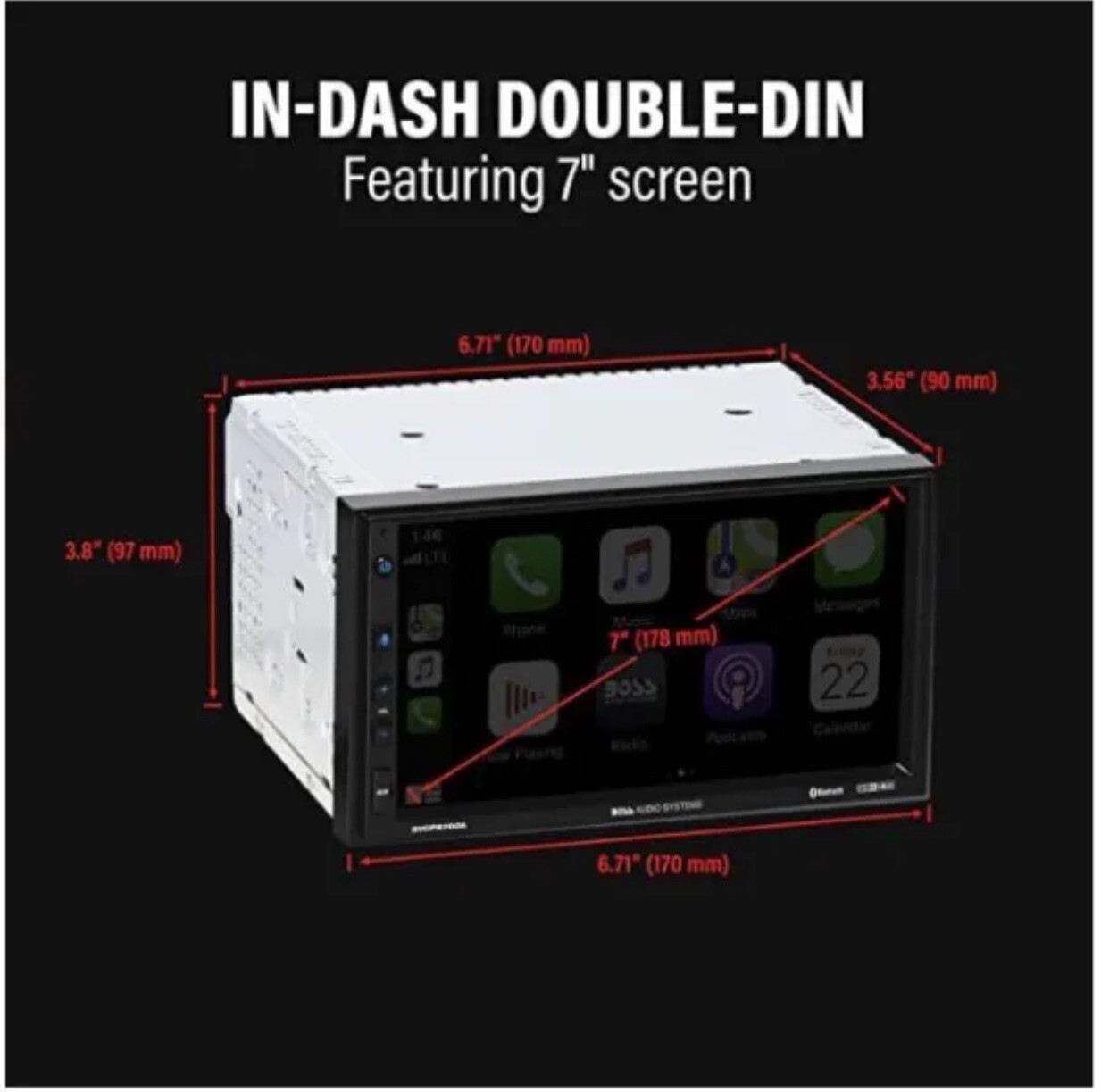NEW BOSS Audio BVCP9700A 2 Din Apple CarPlay Android Auto Car Stereo System