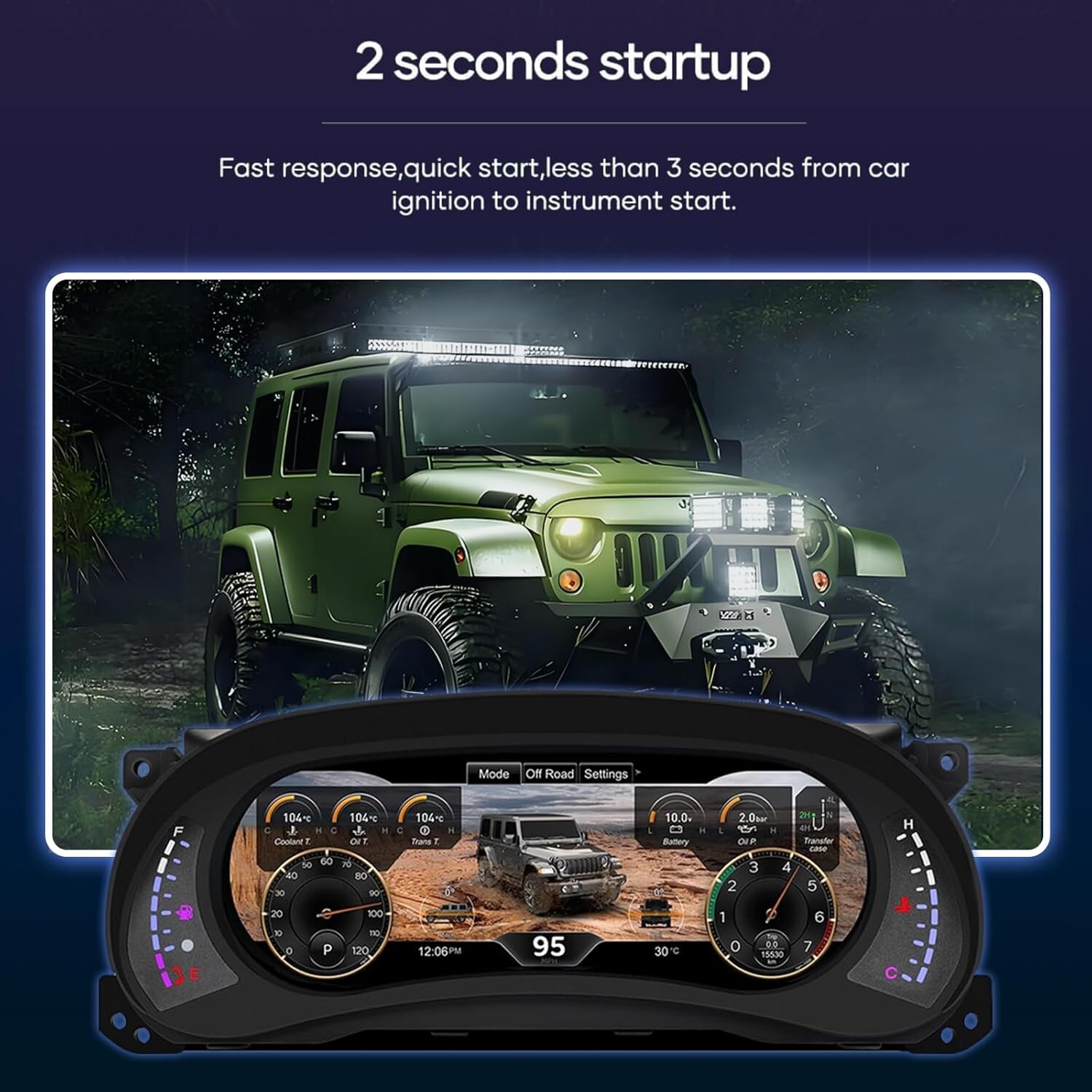 Car Dashboard LCD Digital Instrument Cluster For Jeep Wrangler Speedometer