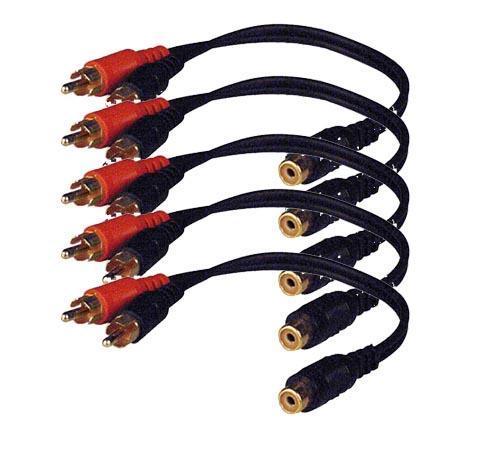 5x RY5 Pyramid 2 Male to 1 Female RCA Adaptor