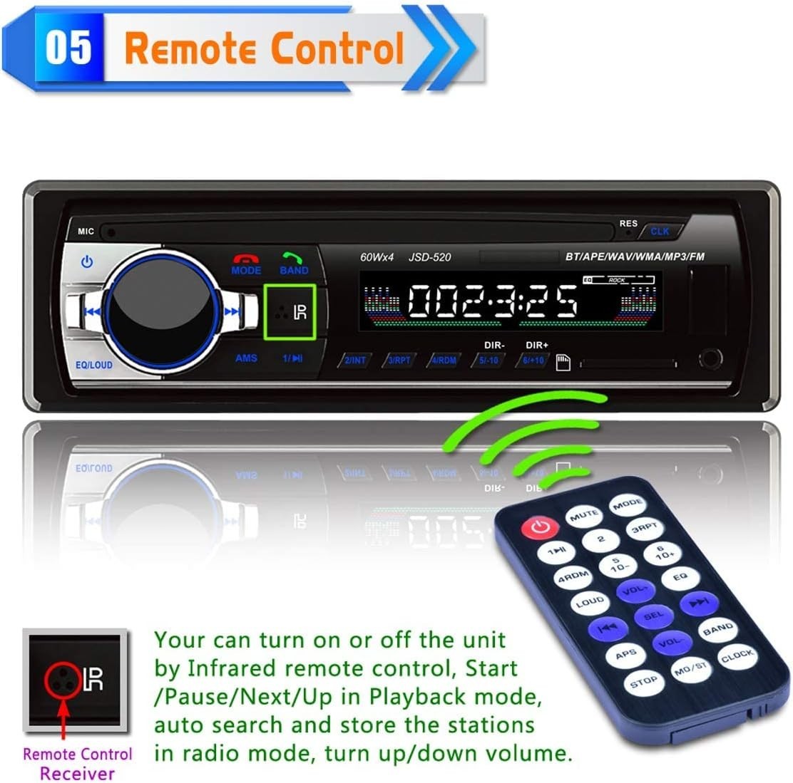 Bluetooth 12V Car Stereo with FM Radio & USB/SD/MMC for Modern Drivers