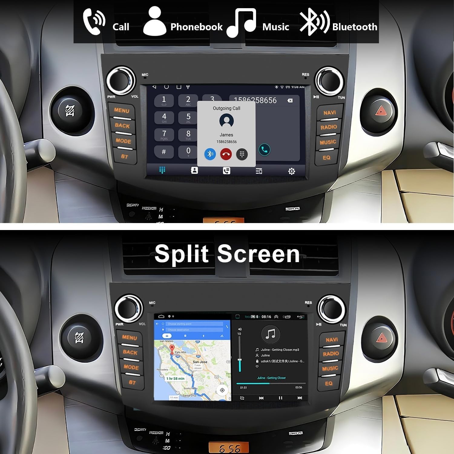 For 2006-2012 Toyota RAV4 Basic Apple Carplay Car Stereo Radio GPS Navigation