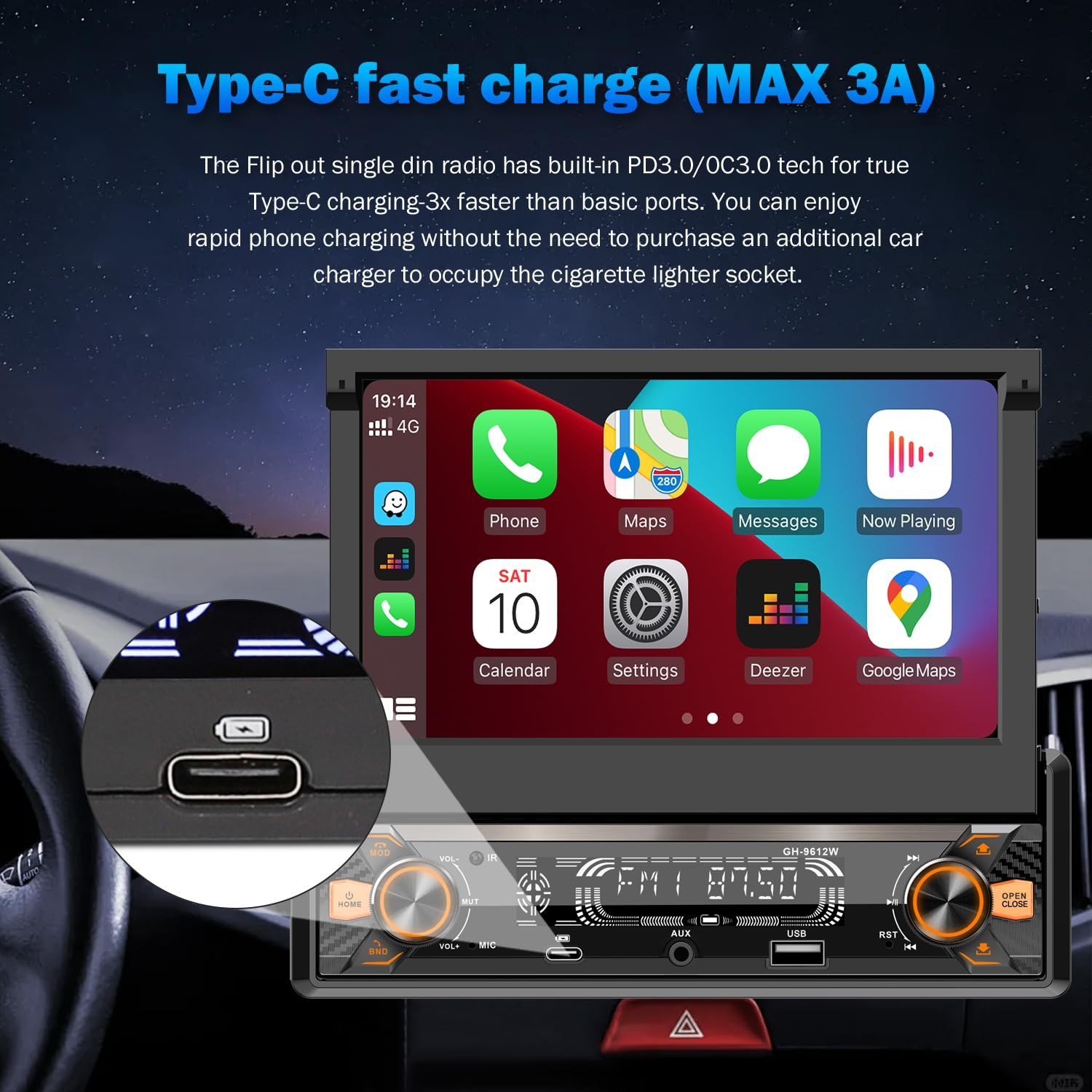 Alondy Single Din Car Radio with Touchscreen (7″ Motorized Flip Out) Compatib…