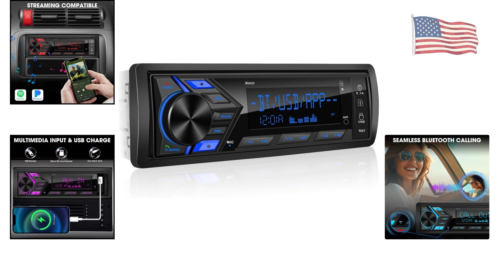 Advanced 1-DIN Car Media Receiver: Bluetooth, HD Display, & Equalizer Control