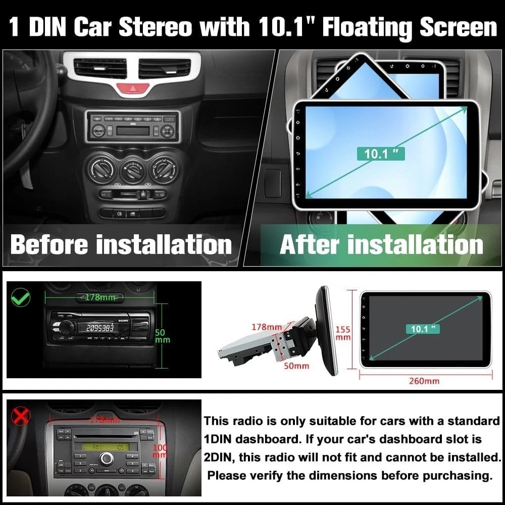 Advanced 10.1 Inch Car Multimedia System, Android 13, Wi-Fi, and Safety Features