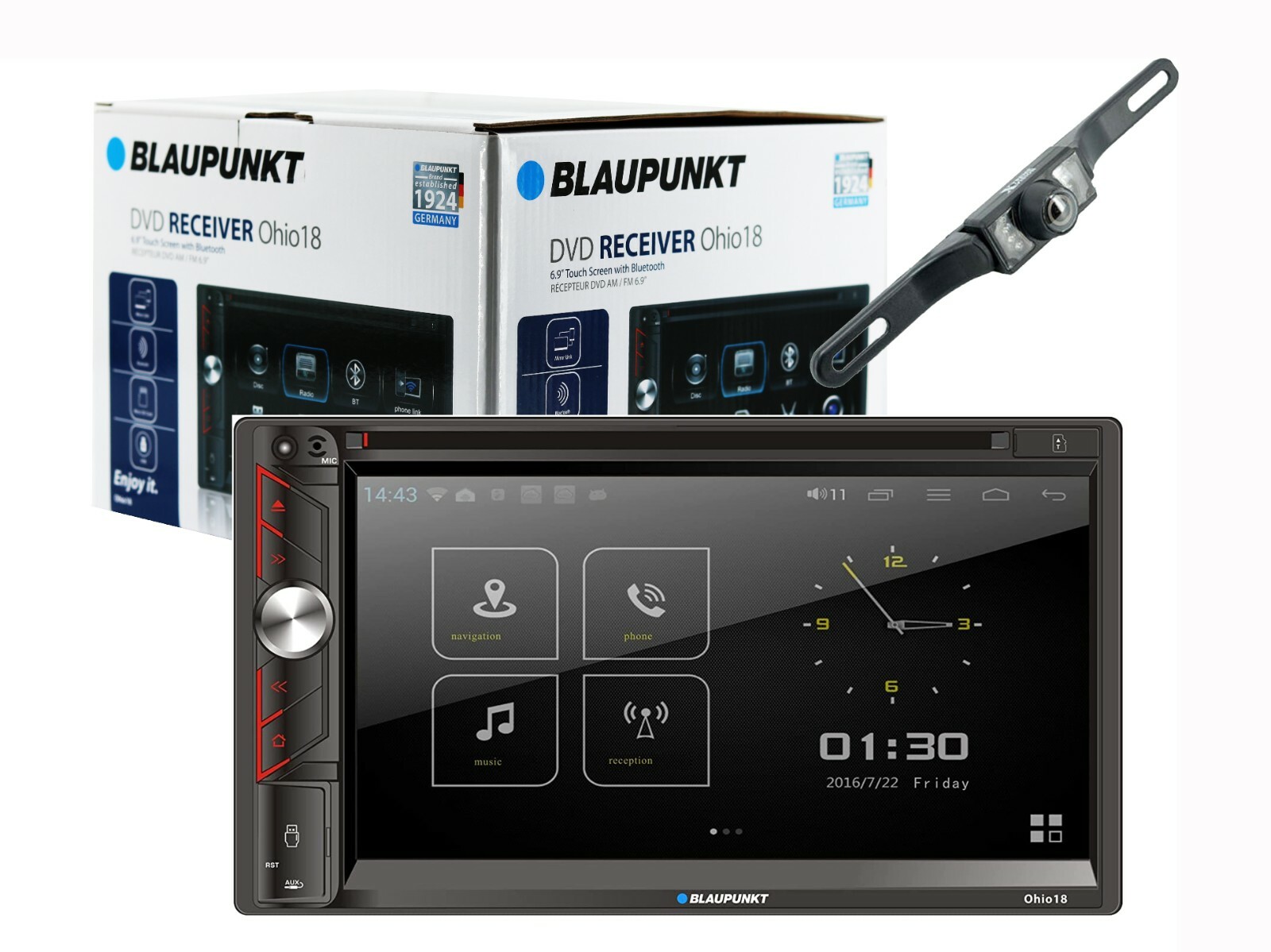 Blaupunkt 2 DIN CAR 6.9″ TOUCH LCD BLUETOOTH DVD STEREO MIRROR LINK + CAM