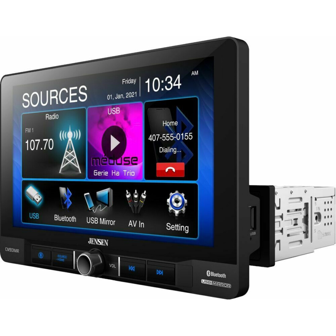 Jensen CM901MIR 9″ Touchscreen Digital Multimedia Receiver USB Screen Mirroring