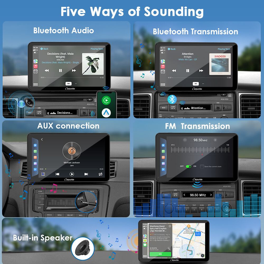 Carpuride 701Plus Dual Bluetooth Wireless Apple CarPlay GPS Android Auto Radio