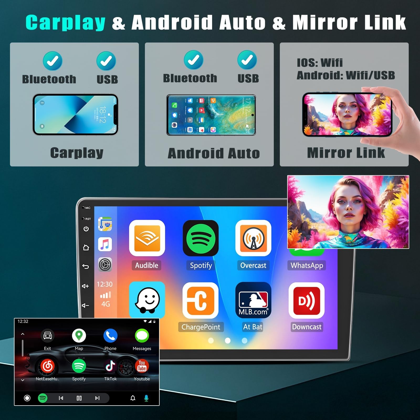 Car Radio Stereo Carplay For 2009-2013 Subaru Forester 2+64G 9in Media Radio