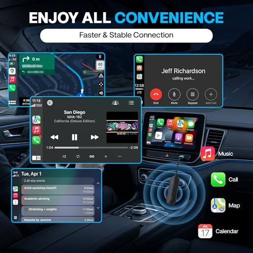 2026 Wireless CarPlay & Android Auto Adapter – Flexible Cable Prevents Port
