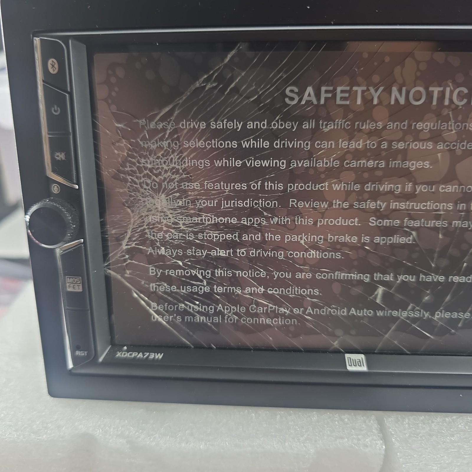 Dual Electronics XDCPA73W 2 DIN Digital Media Receiver Touchscreen BROKEN (EFM)