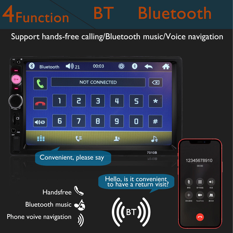 Radio estéreo para coche doble 2 DIN de 7″ Reproductor MP5 Bluetooth + Cámara