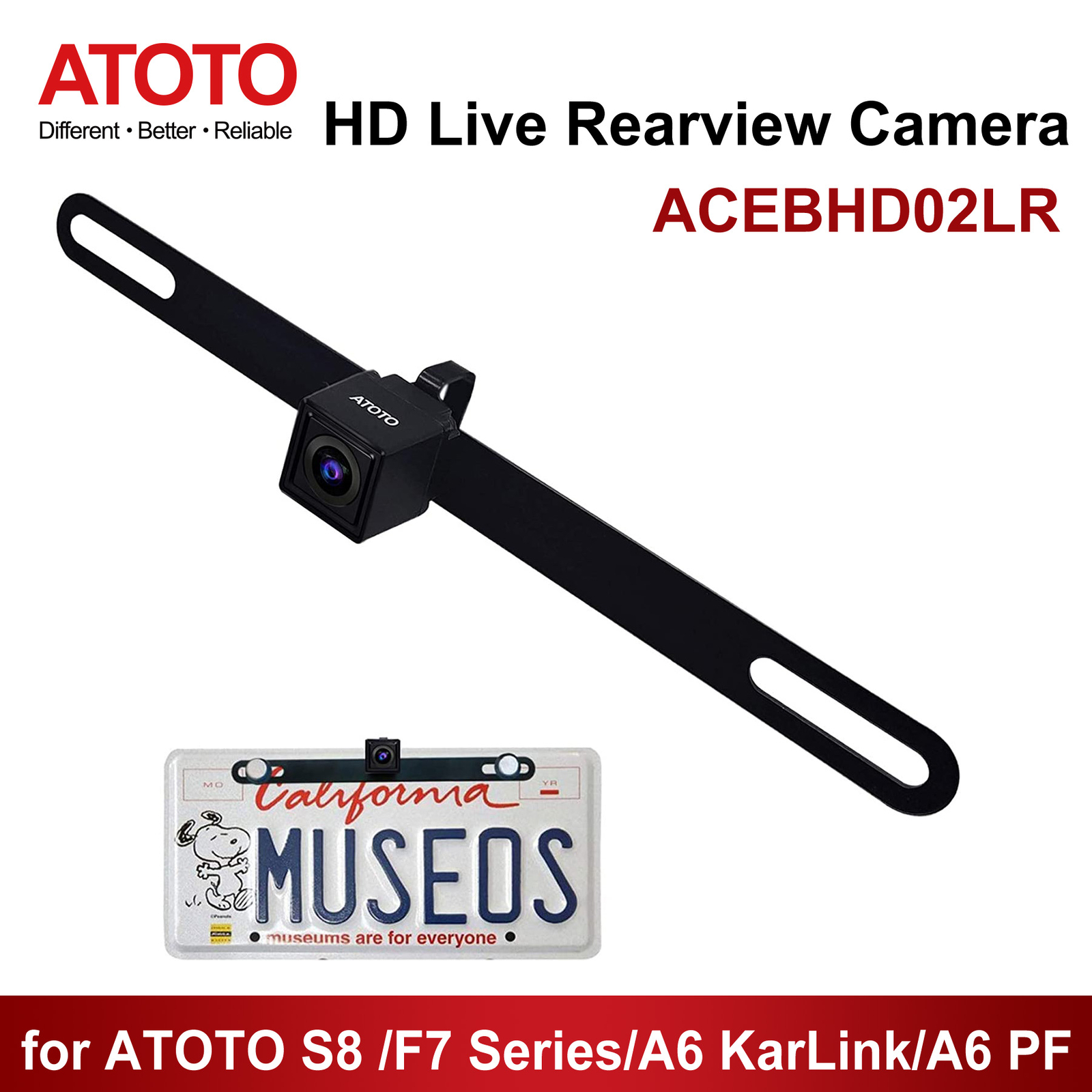 ATOTO 150° 720P Live Rearview HD Camera with Night Vision/Waterproof ACEHD02LRB