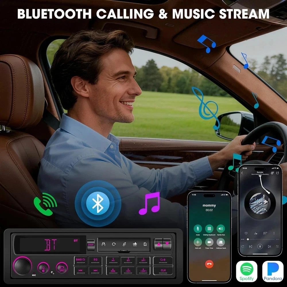 Bluetooth Retro Car Stereo Receiver – Single Din European Classic Look Radio for