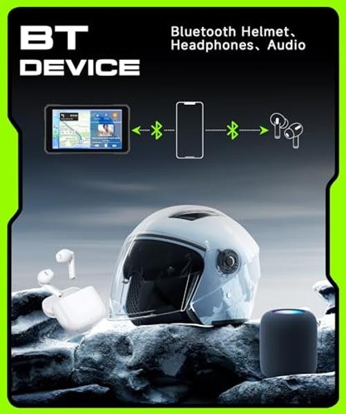 Motorcycle CarPlay Screen Wireless Carplay Android Auto for Motorbike 5 Inch