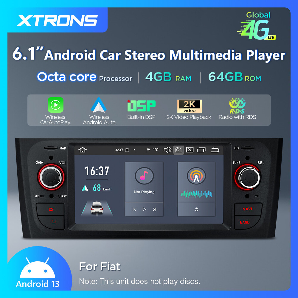 6.1″ Android 13 8-Core Car Stereo GPS CarPlay 4+64GB For Fiat Grande Punto Linea