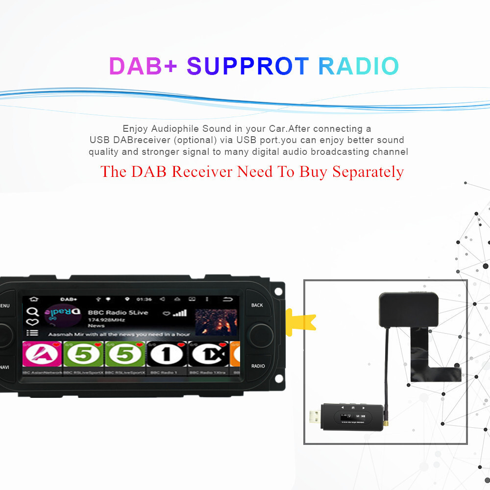 1 Din Car Stereo Radio BT Head Unit W/Cam Fit For Dodge Caravan/Dakota 2001-2004