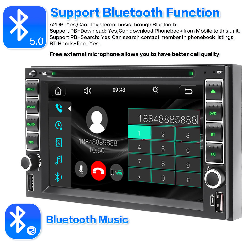 Double 2 Din Car Stereo Radio CD DVD Player In Dash Bluetooth CarPlay Auto Link