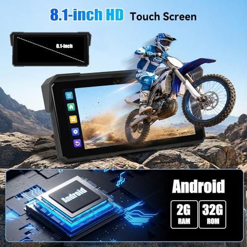 Android CarPlay Screen for Motorcycle, 8.1 inch IPS Portable Wireless P3