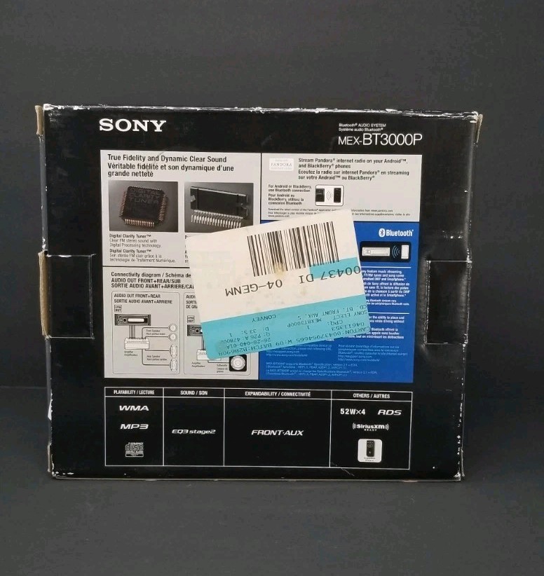Sony MEX-BT3000P Bluetooth Audio System Car CD Player Black SiriusXM Ready NIB