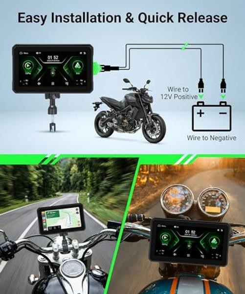 6 Inch Motorcycle Wirelsss Carplay Screen, Portable Touchscreen 6 inch
