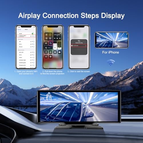 10.26″ Portable CarPlay Screen for Car, Wireless Car Play & Android Auto, black