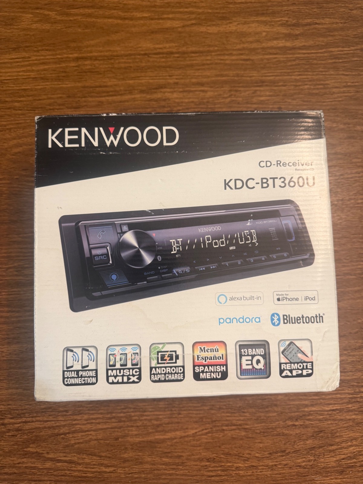 Kenwood KDC-BT360U Bluetooth CD Player Android iPhone Pandora MP3 Aux USB AM FM