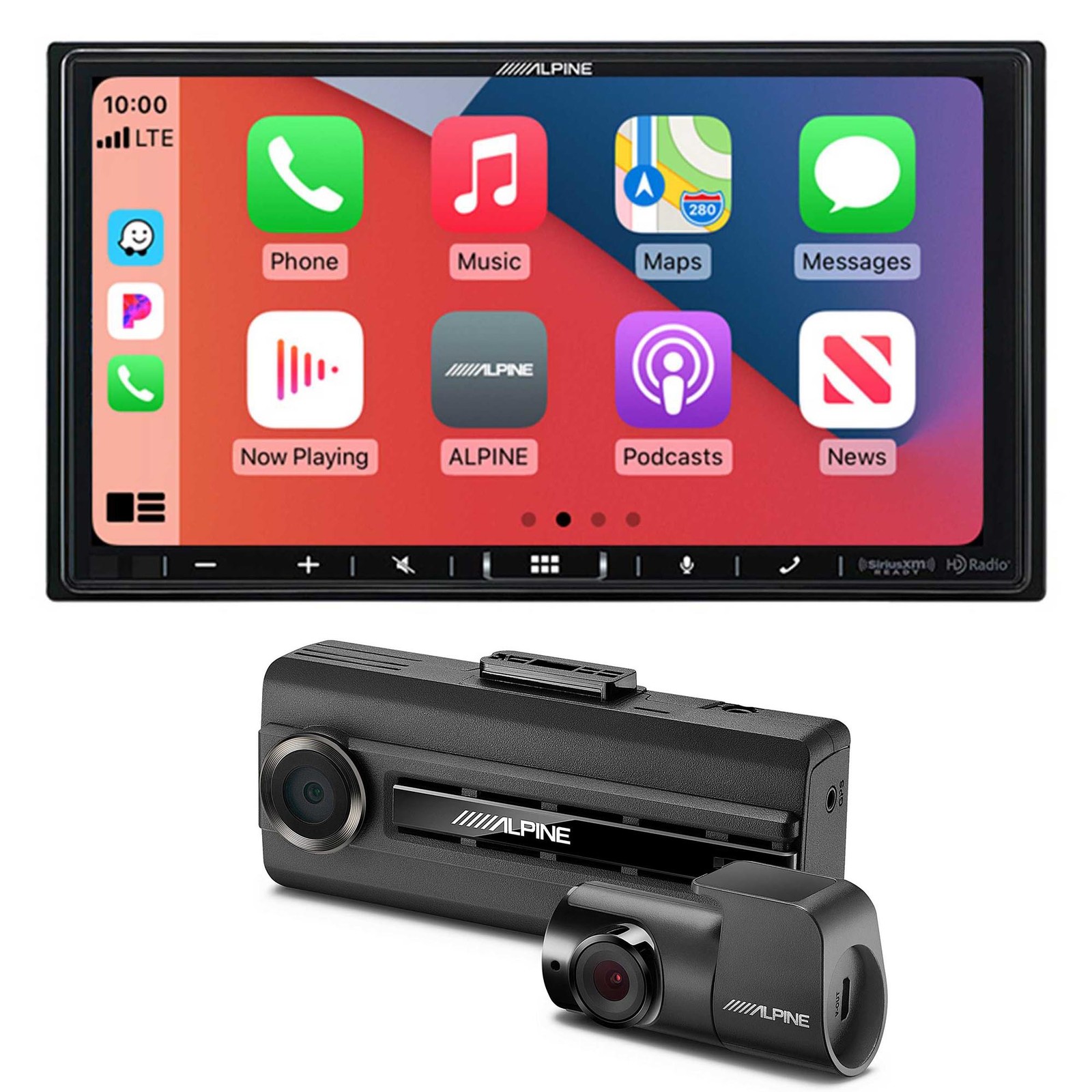 Alpine iLX-407 7″ CarPlay/Android Auto Hi-Res Receiver with DVR-C310R Dash Ca…