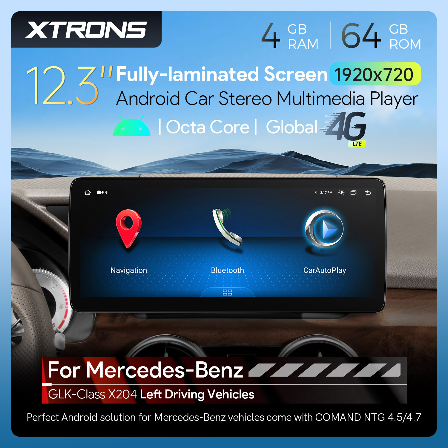 Android 13 Octa-Core 4+64GB Car Play Stereo GPS For Mercedes-Benz X204 2013-2015