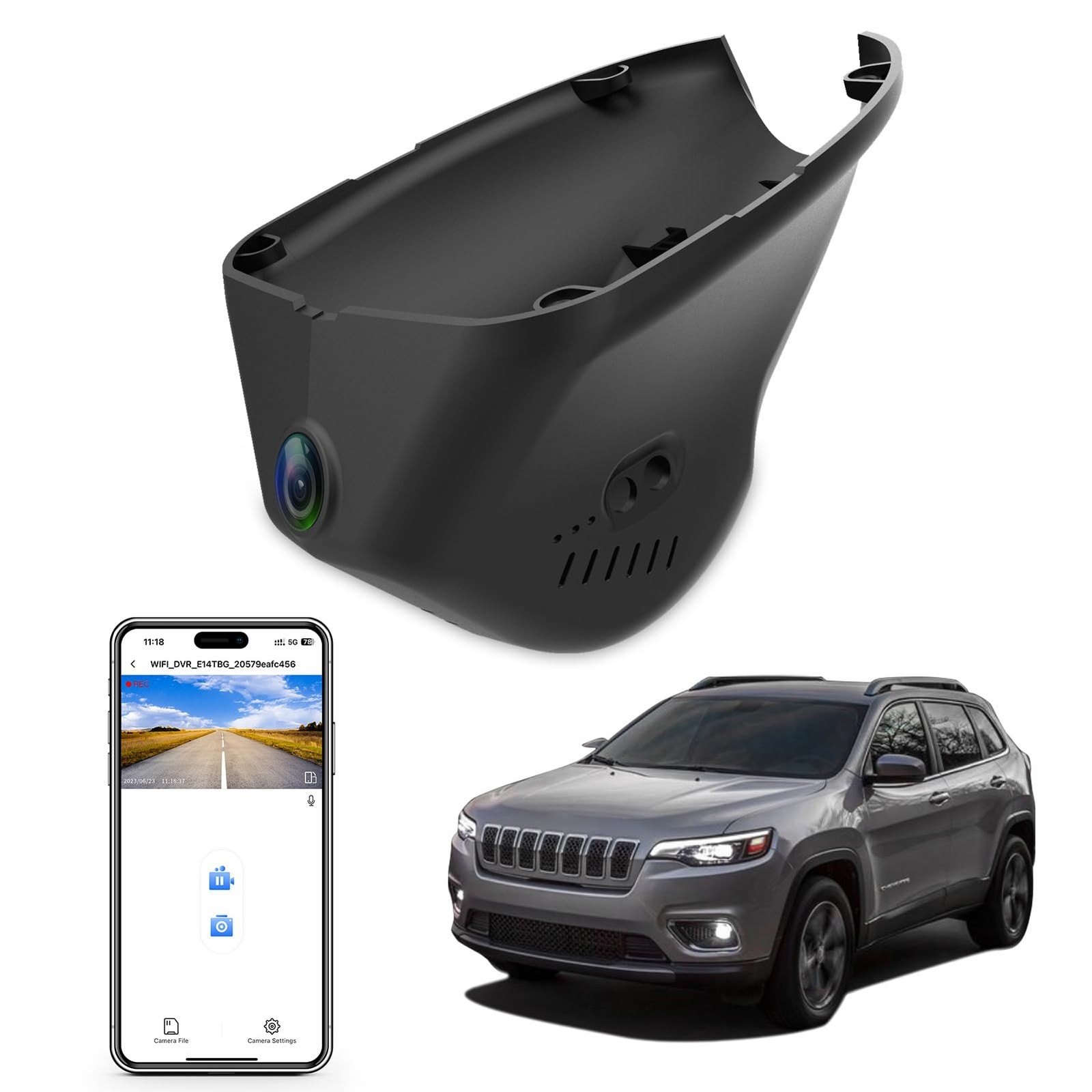 Front 4K & Rear 1080P Dash Cam Fit for Jeep 5th Gen Cherokee 2019-2023 KL (Mo…