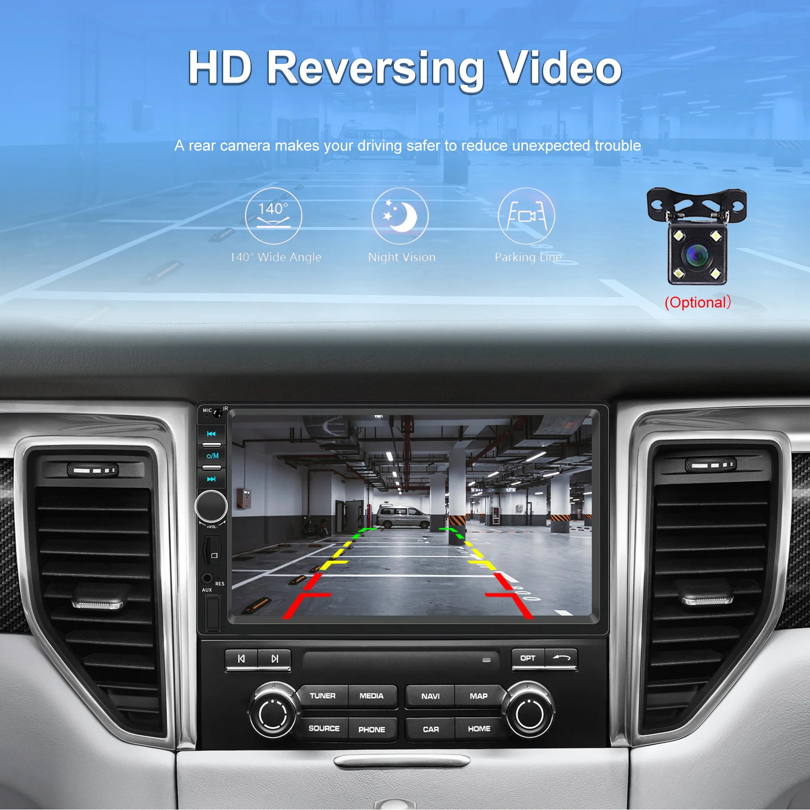 7" HD Car Stereo Radio 2Din MP5 Multimedia Player for Android Auto Camera