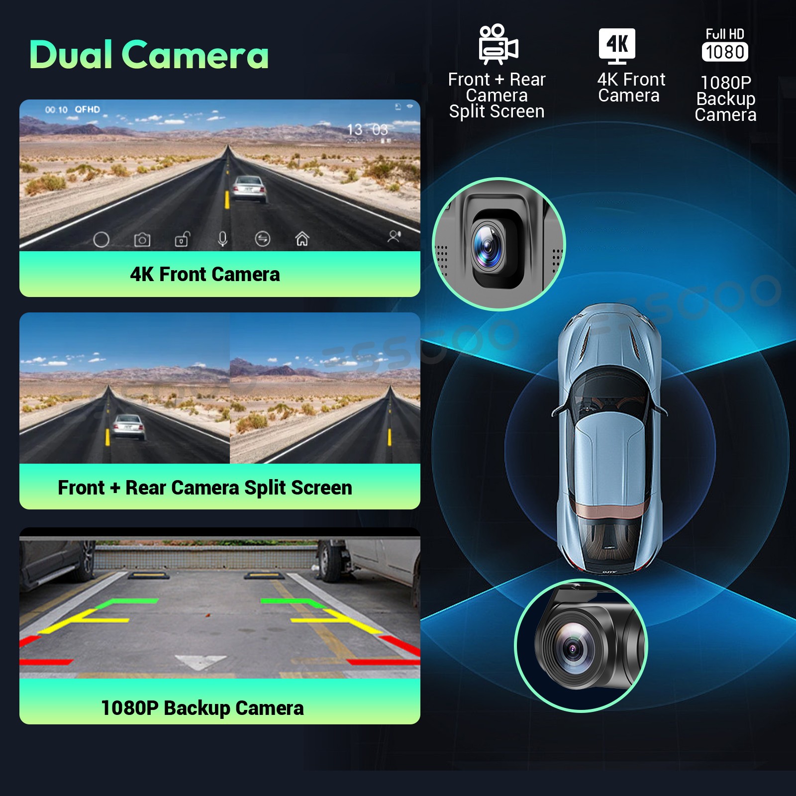 XGODY Touch Screen Dash Cam Car Stereo 4K Wireless Apple Carplay & Android Auto