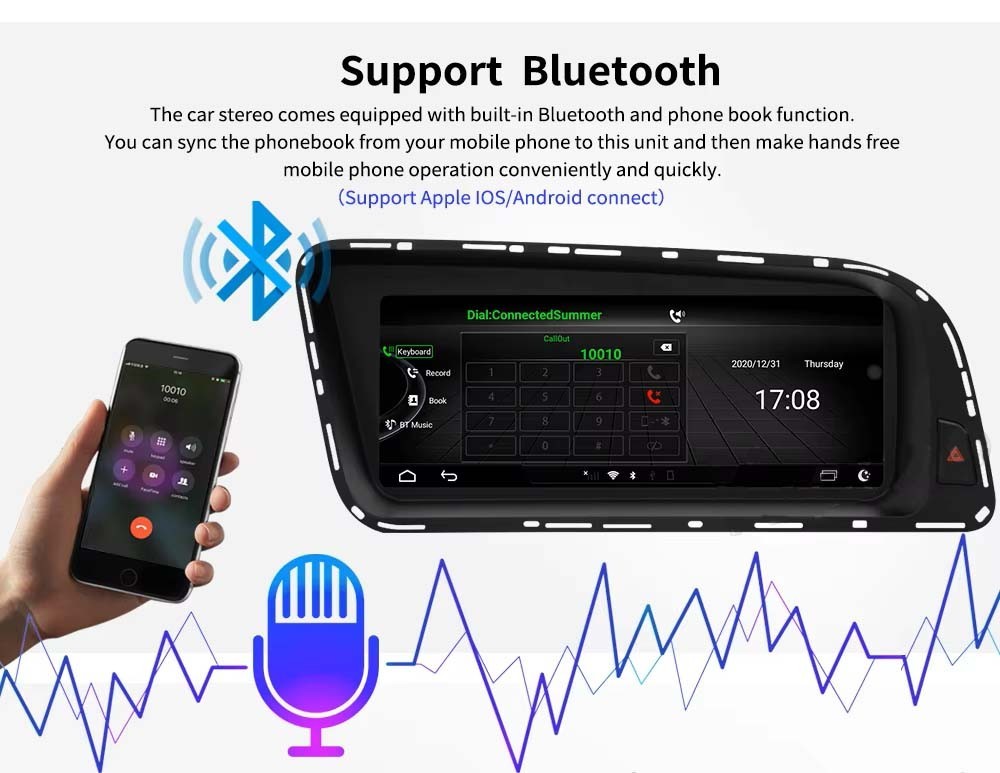 8.8″ Android Car Stereo Radio Carplay GPS Navi 4+64G For Audi Q5 2009-2017