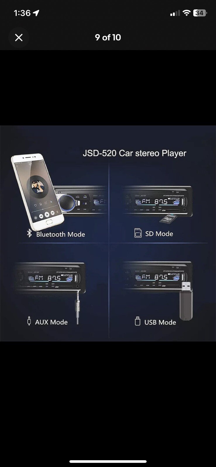 Bluetooth Car Stereo JSD-520 In-Dash FM Aux Input Receiver SD USB MP3 Player