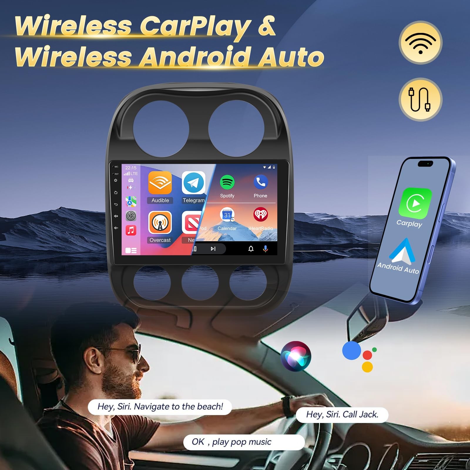 [2G+64G] 10 inch Screen for Jeep Compass Patriot Radio 2010-2016, Android Com…