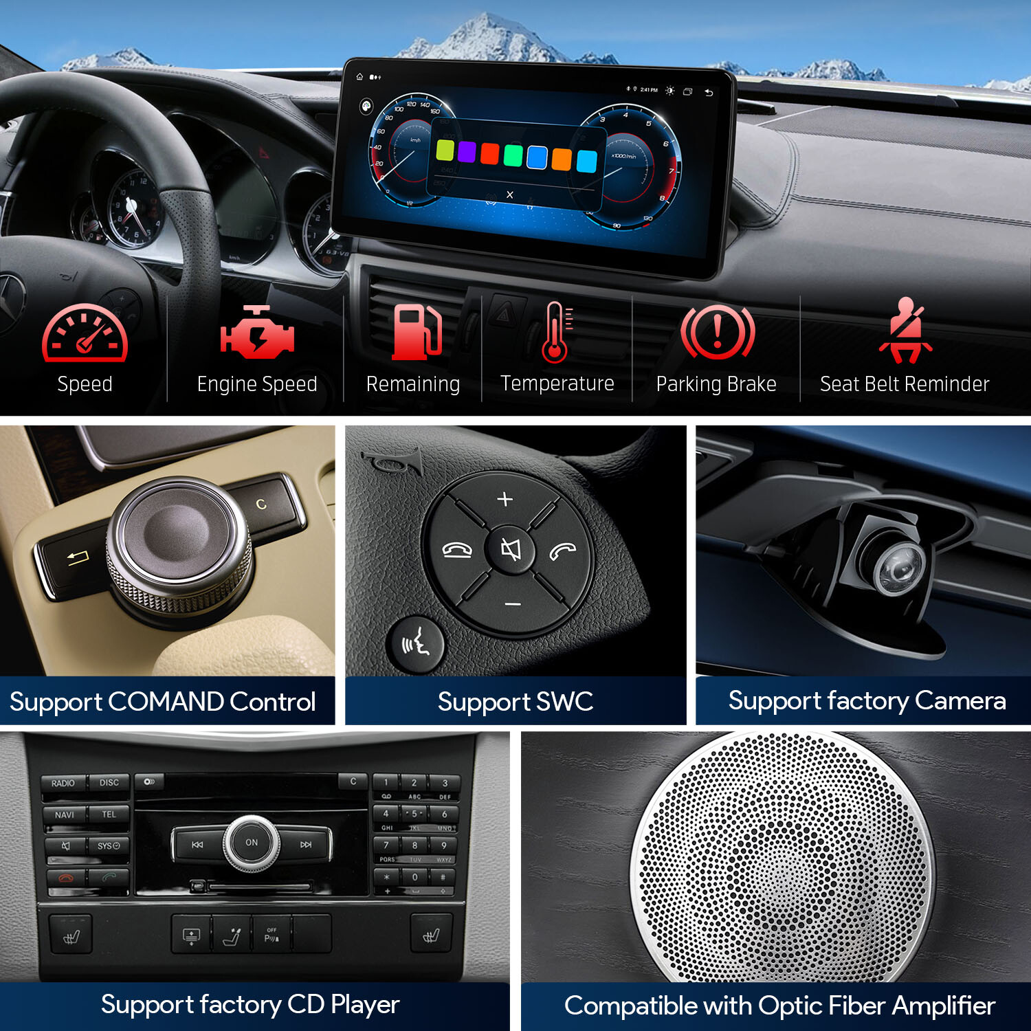 12.3″ HD Android 14 Retrofit Car Stereo Navi For Benz E-Class S212 W212 NTG4.0