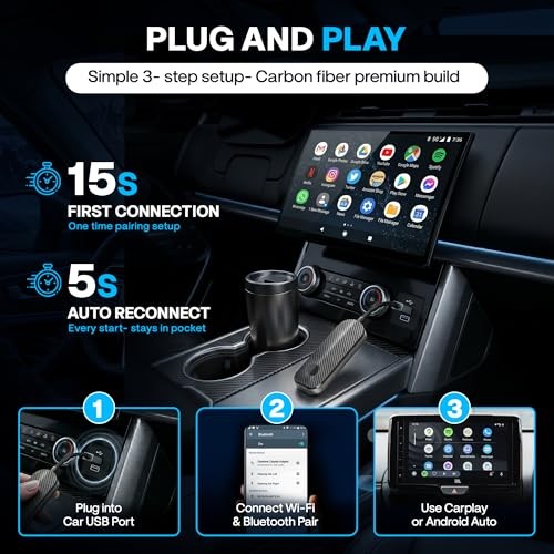 2026 Wireless CarPlay & Android Auto Adapter – Flexible Cable Prevents Port