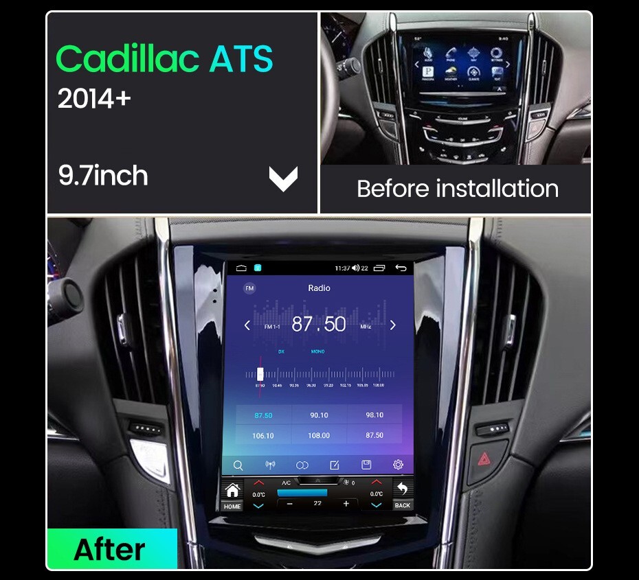 9.7″ Car Stereo Radio For Cadillac ATS SRX XTS CTS AHD Android Carplay GPS Navi