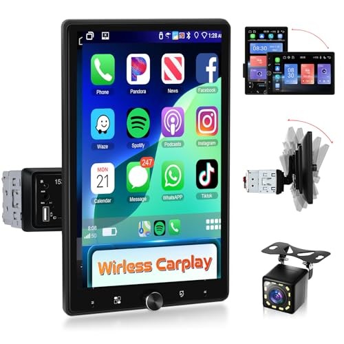 10.4″ Single Din Radio Car Stereo with Wireless CarPlay & Android 10.4 Inch